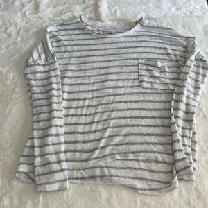 abercrombie and fitch gray white striped pocket long sleeve shirt size XS/S